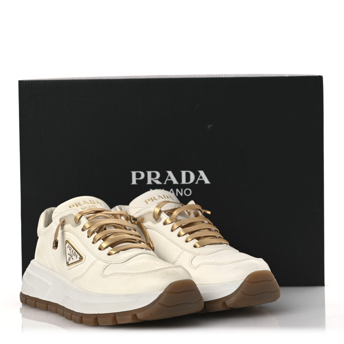 Prada Nappa Metal Triangle Logo Womens Prax 01 45mm Sneakers 36.5 Avorio 15 of 15