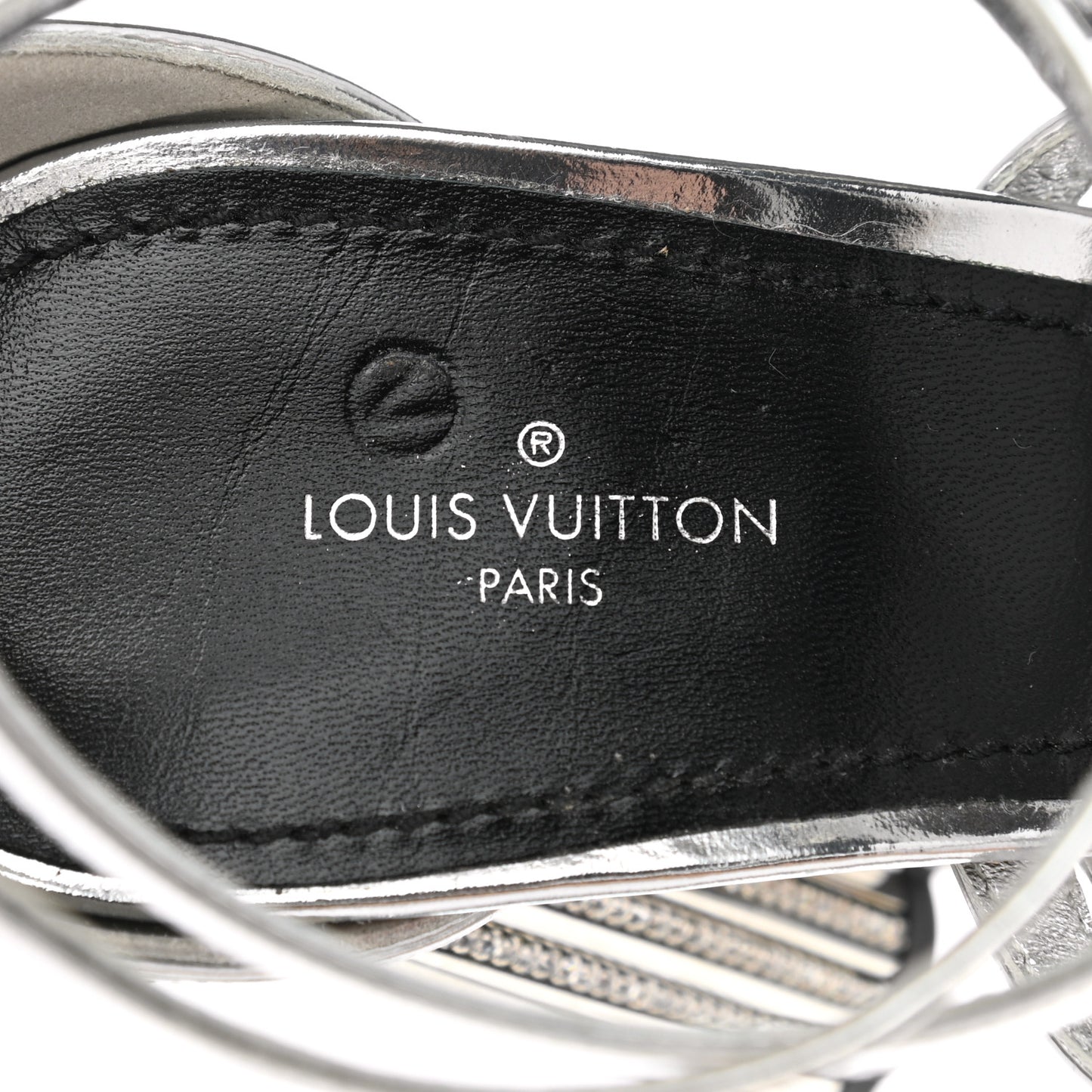Metallic Patent Crystal Silhouette Criss Cross Sandals 39 Silver