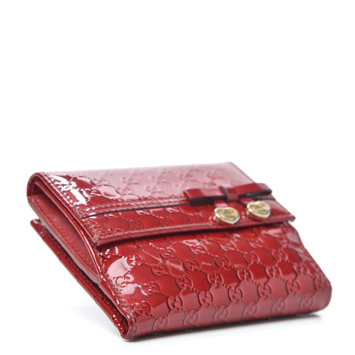 Patent Guccissima Mayfair French Flap Wallet Red