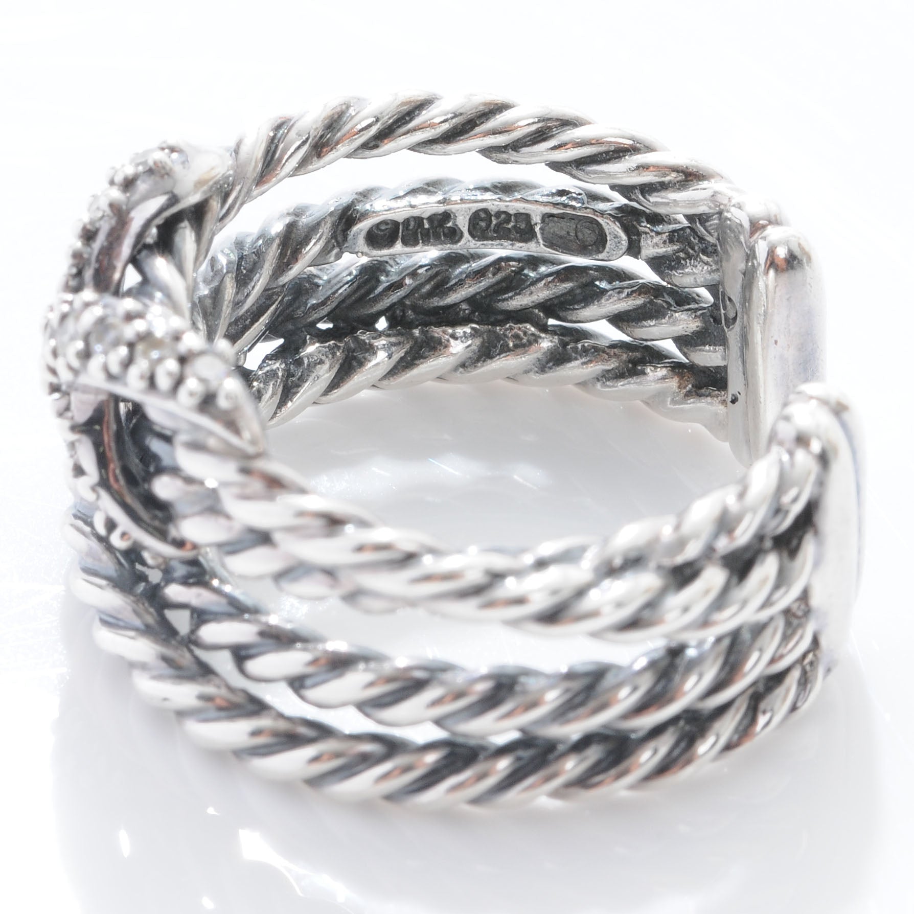 David Yurman Sterling Silver Diamond Multi Cable X Ring 6.5 7 of 7