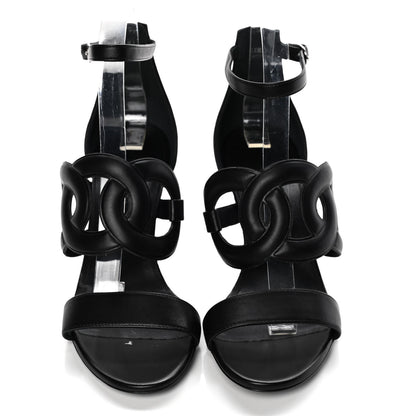 Hermes Nappa Brisbane Wedge Sandals 37 Black 5 of 12