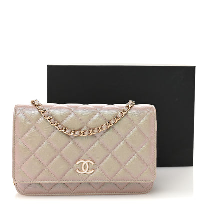 Chanel Iridescent Caviar Quilted Wallet on Chain WOC Beige 13 of 13