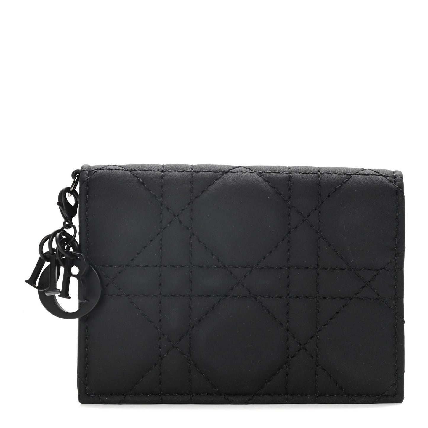 Ultra Matte Calfskin Small Lady Dior Flap Card Holder Black