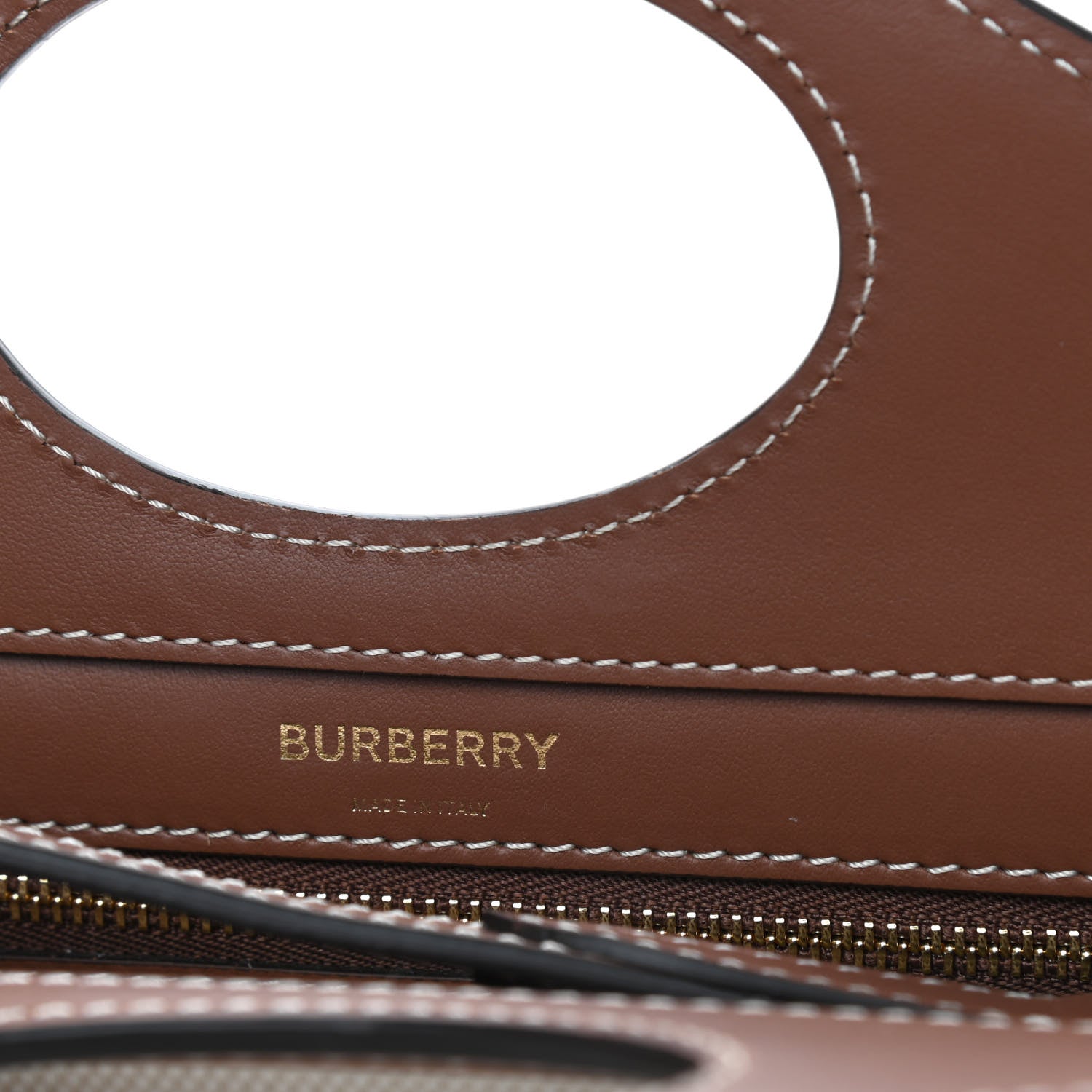 Burberry Canvas Smooth Calfskin Two Tone Mini Pocket Bag Natural Malt Brown 7 of 9