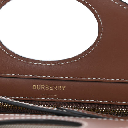 Burberry Canvas Smooth Calfskin Two Tone Mini Pocket Bag Natural Malt Brown 7 of 9