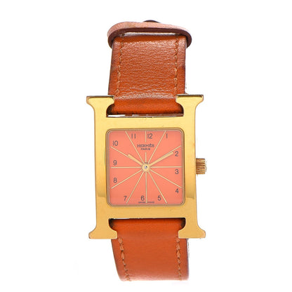 Hermes Stainless Steel Swift 21mm Heure H Hour Quartz Watch Orange 1 of 8