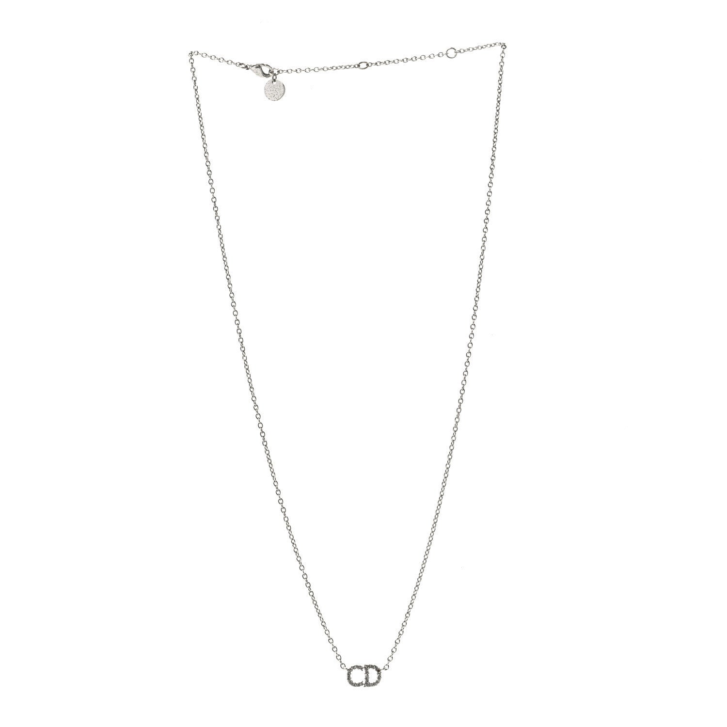 Christian Dior Metal Crystal Clair D Lune Necklace Silver 5 of 5