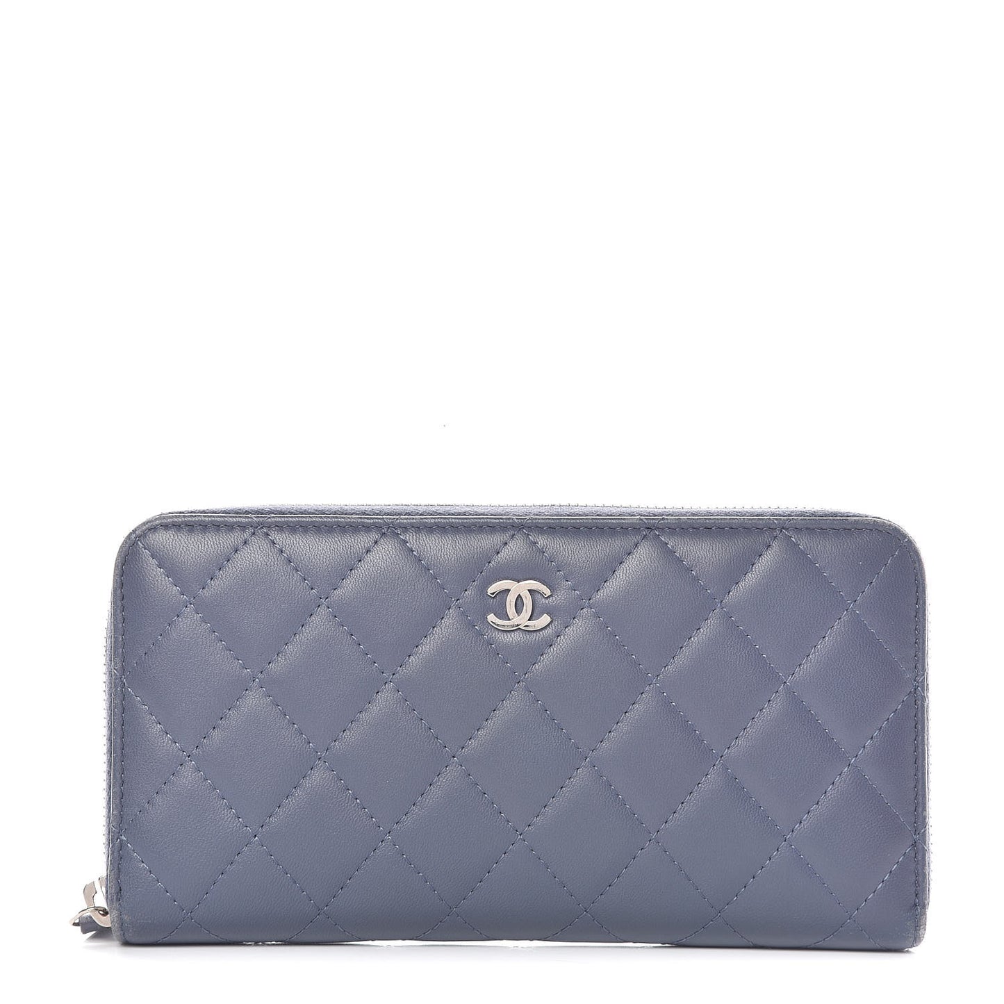 Lambskin Quilted Large Gusset Zip Around Wallet Lavender