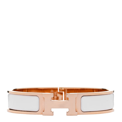 Hermes Enamel Narrow Clic Clac H Bracelet PM White 1 of 5