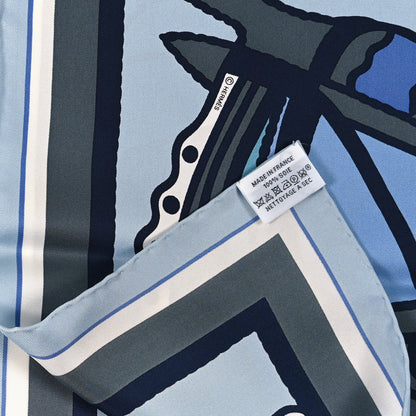 Hermes Silk Gavroche Robe Du Soir Pop DJ Scarf 45 Ciel Marine 3 of 3