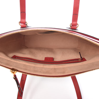 Gucci GG Supreme Monogram Blooms Medium Zippered Bucket Tote Beige Blue Navy Hibiscus Red 5 of 9