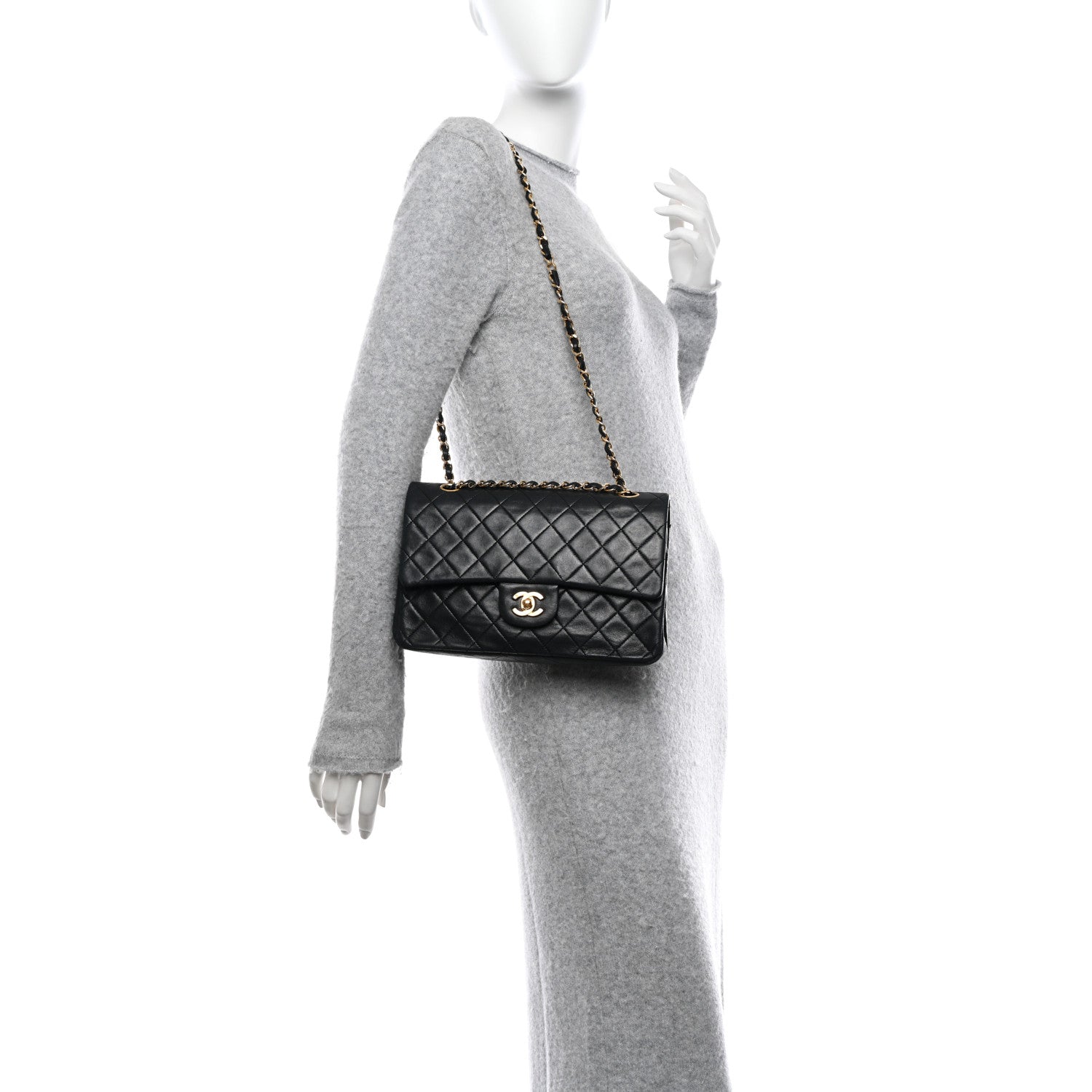 Chanel Lambskin Quilted Medium Double Flap Black 2 of 14