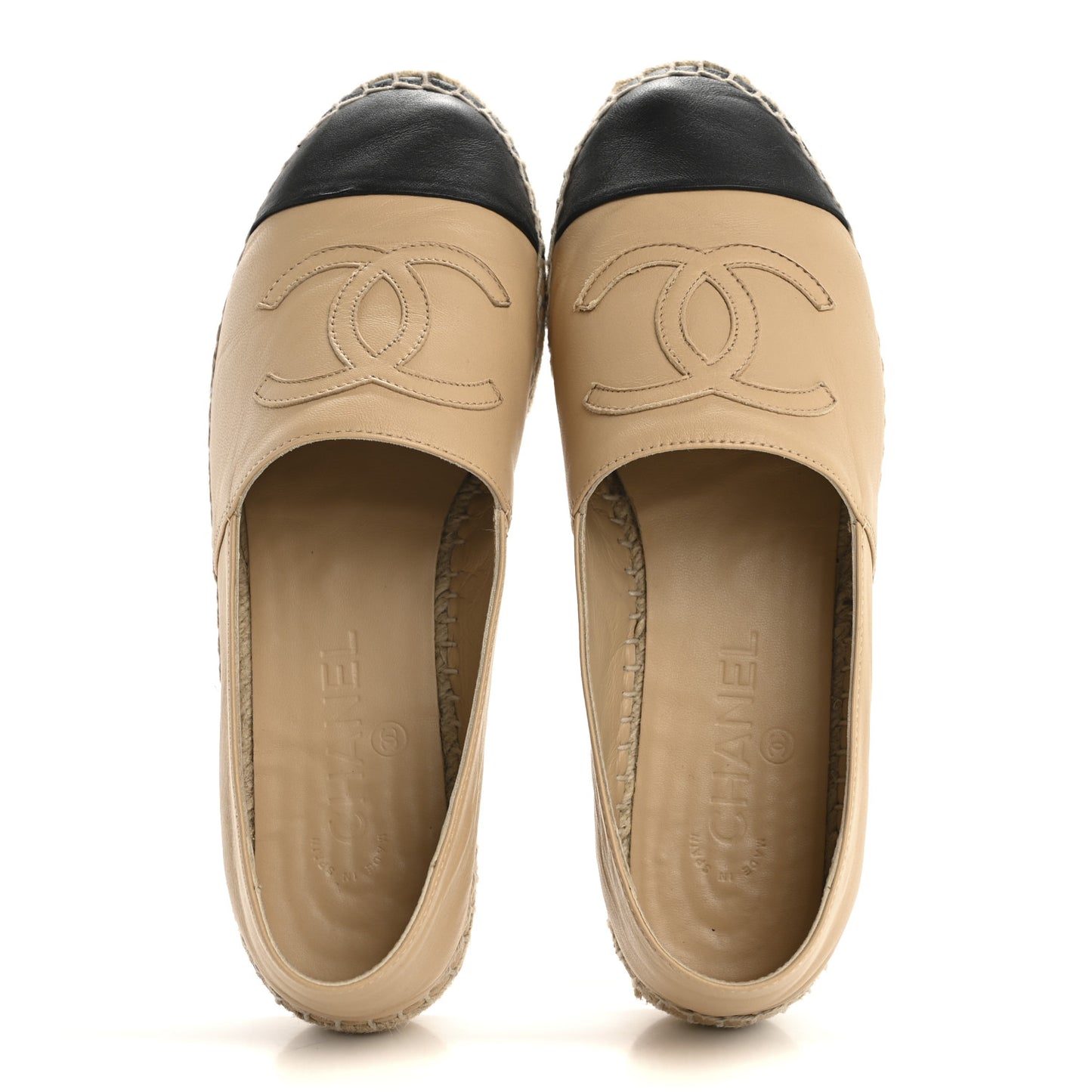 Lambskin CC Espadrilles 38 Beige Black