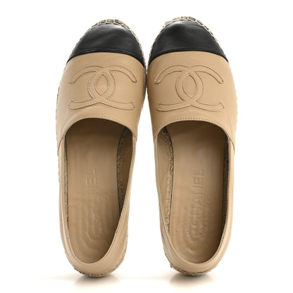 Chanel Lambskin CC Espadrilles 38 Beige Black 2 of 10
