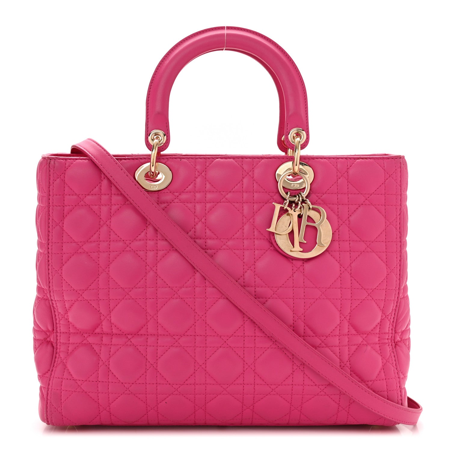 Christian Dior Lambskin Cannage Large Lady Dior Fuchsia 1 of 10