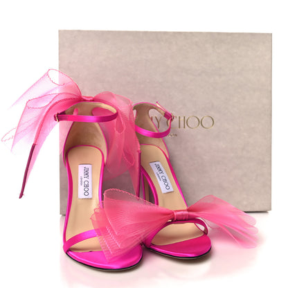 Jimmy Choo Grosgrain Aveline Bow 100 Sandals 40.5 Fuchsia 8 of 8