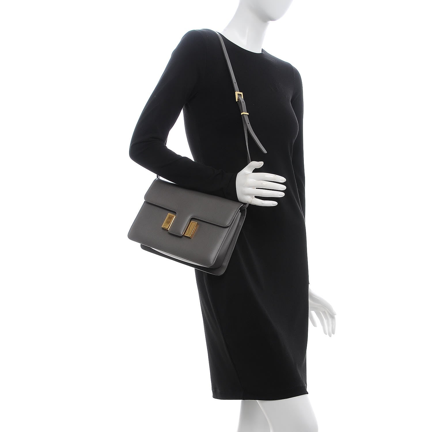 Tom Ford Calfskin Medium Sienna Crossbody Bag Graphite 2 of 7
