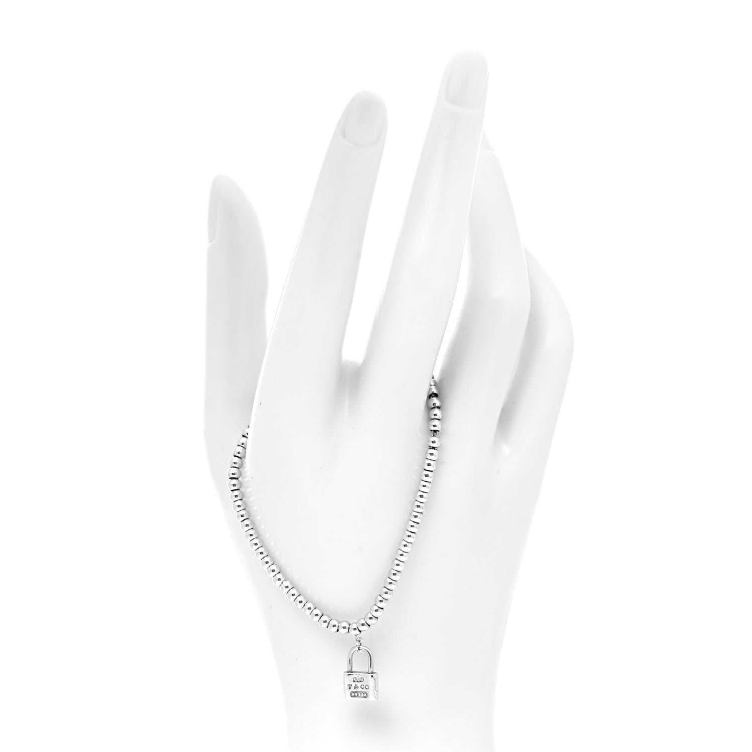 Tiffany Sterling Silver 1837 Lock Charm Bead Bracelet 2 of 5