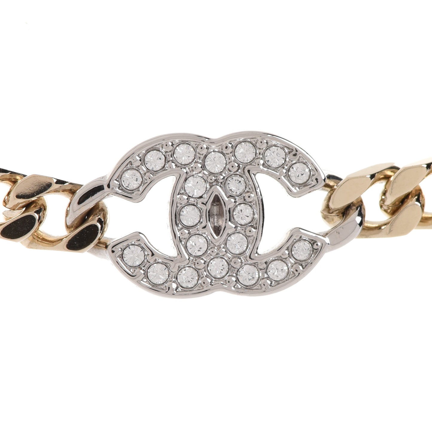 Crystal Chain CC Link Choker Gold Silver