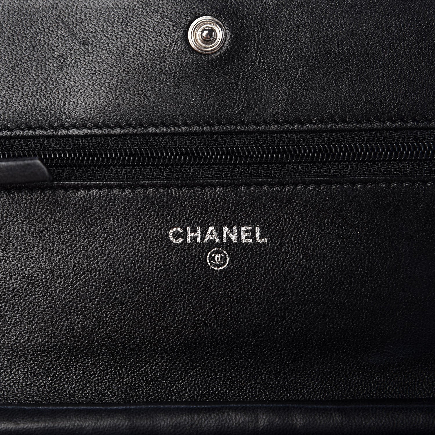 Chanel Lambskin Camellia Embossed Wallet on Chain WOC Black 5 of 11