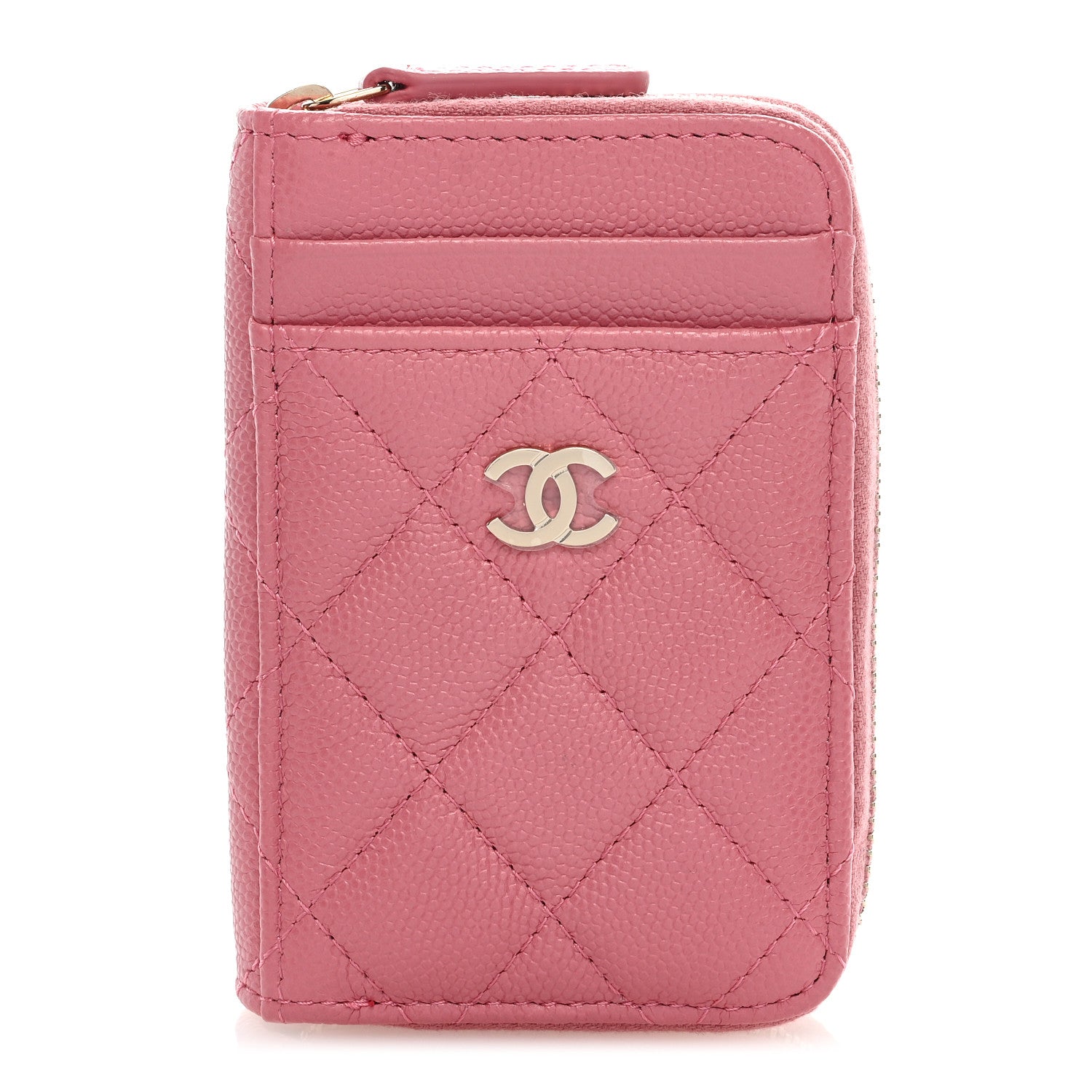 Chanel Caviar Quilted Zip Card Holder Pink 1 of 7