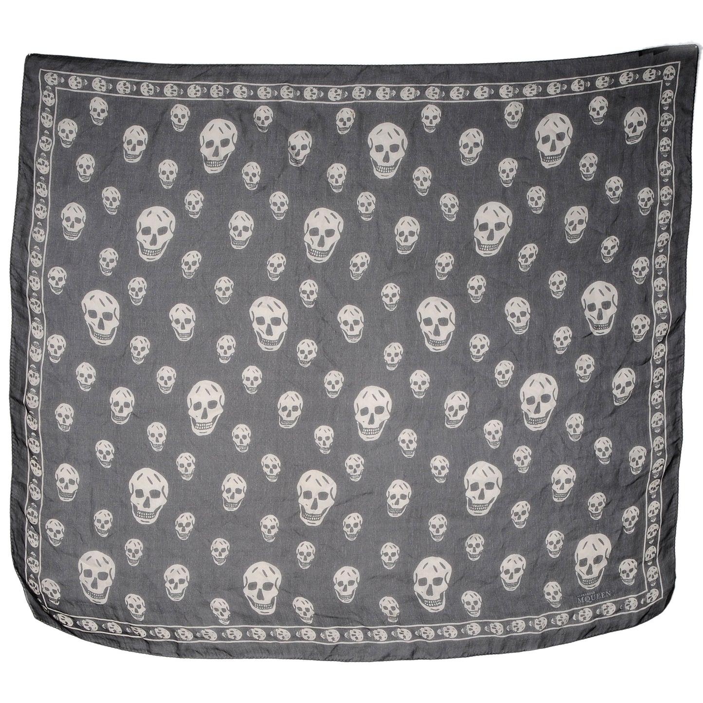 Silk Chiffon Skull Scarf Black Ivory