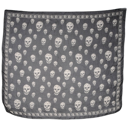 Alexander McQueen Silk Chiffon Skull Scarf Black Ivory 4 of 7