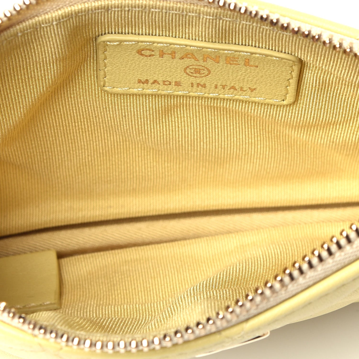 Chanel Lambskin Quilted Small Cosmetic Case Yellow 5 of 7