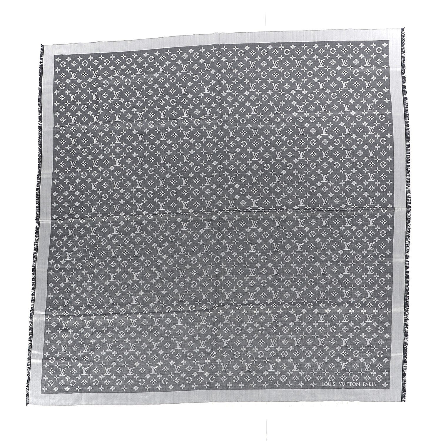 Louis Vuitton Wool Silk Monogram Denim Shawl Black 1 of 4