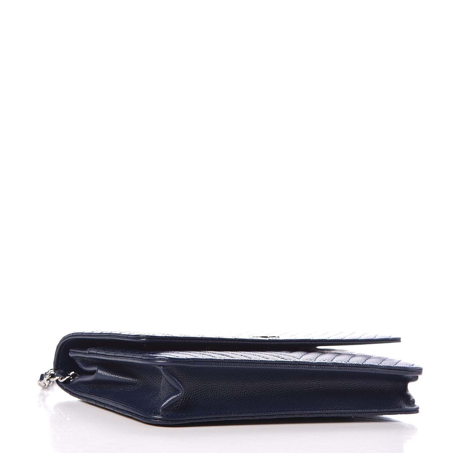 Caviar Chevron Quilted Wallet On Chain WOC Navy
