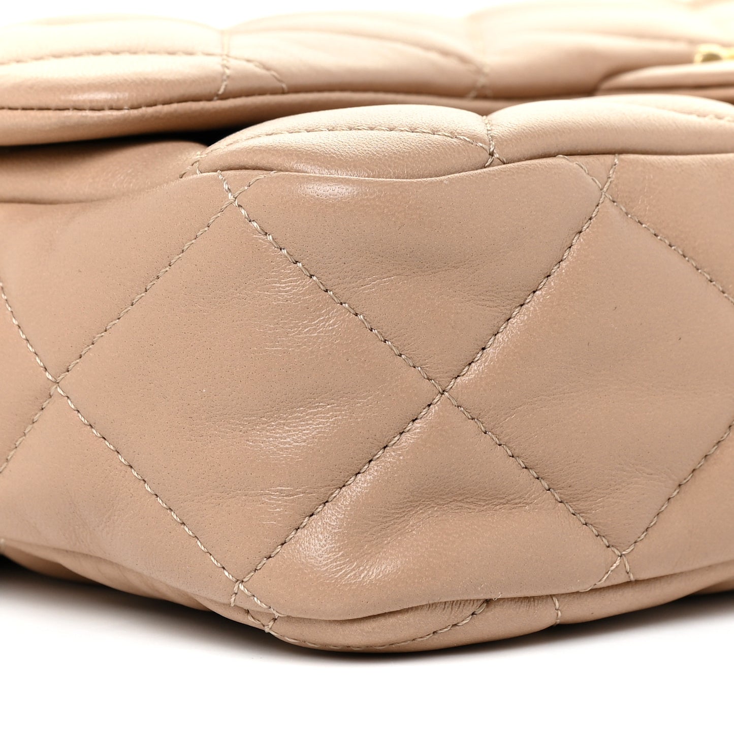 Lambskin Quilted Large CC Funky Town Flap Beige