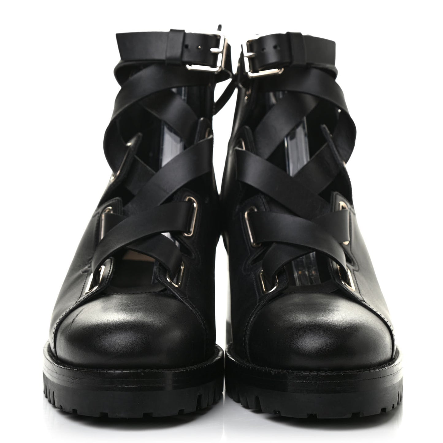 Calfskin Plum Lace Up Combat Boots 41 Black