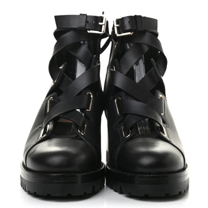Valentino Garavani Calfskin Plum Lace Up Combat Boots 41 Black 2 of 9