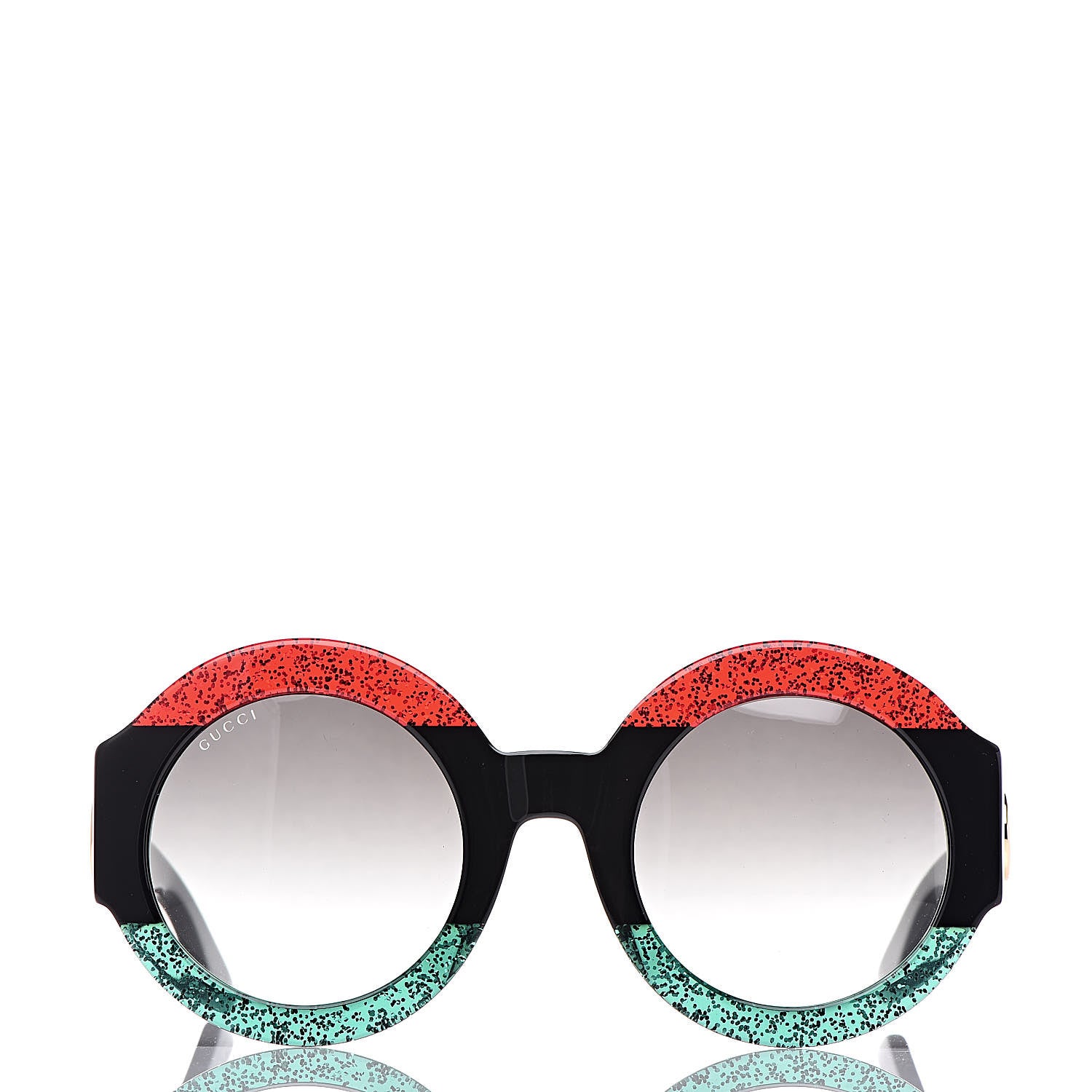 Gucci Acetate Round GG0084S Sunglasses Black Red Green 2 of 7
