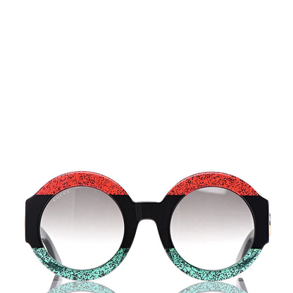 Gucci Acetate Round GG0084S Sunglasses Black Red Green 2 of 7
