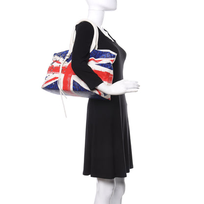 Jimmy Choo Denim Calfskin Studded Union Jack Print Tote 2 of 15
