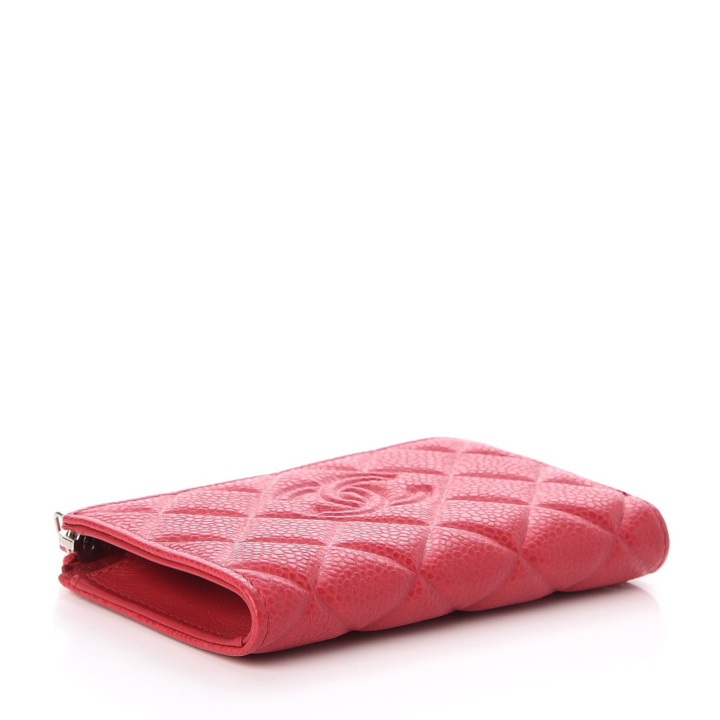 Caviar Quilted Diamond CC Key Holder Case Dark Pink