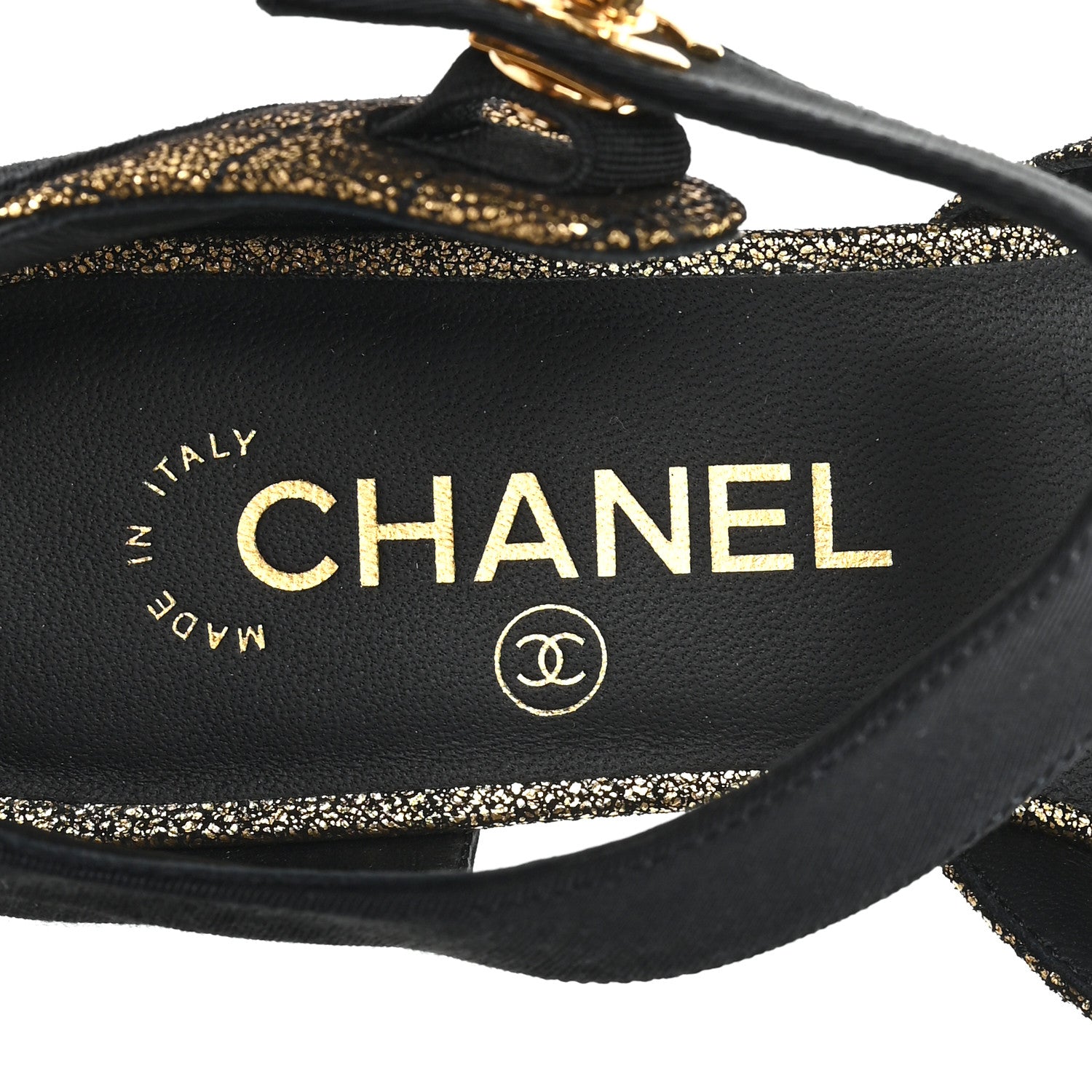 Chanel Laminated Suede Kidskin Grosgrain Quilted Cap Toe Ballerina Flats 36.5 Gold Black 15 of 20