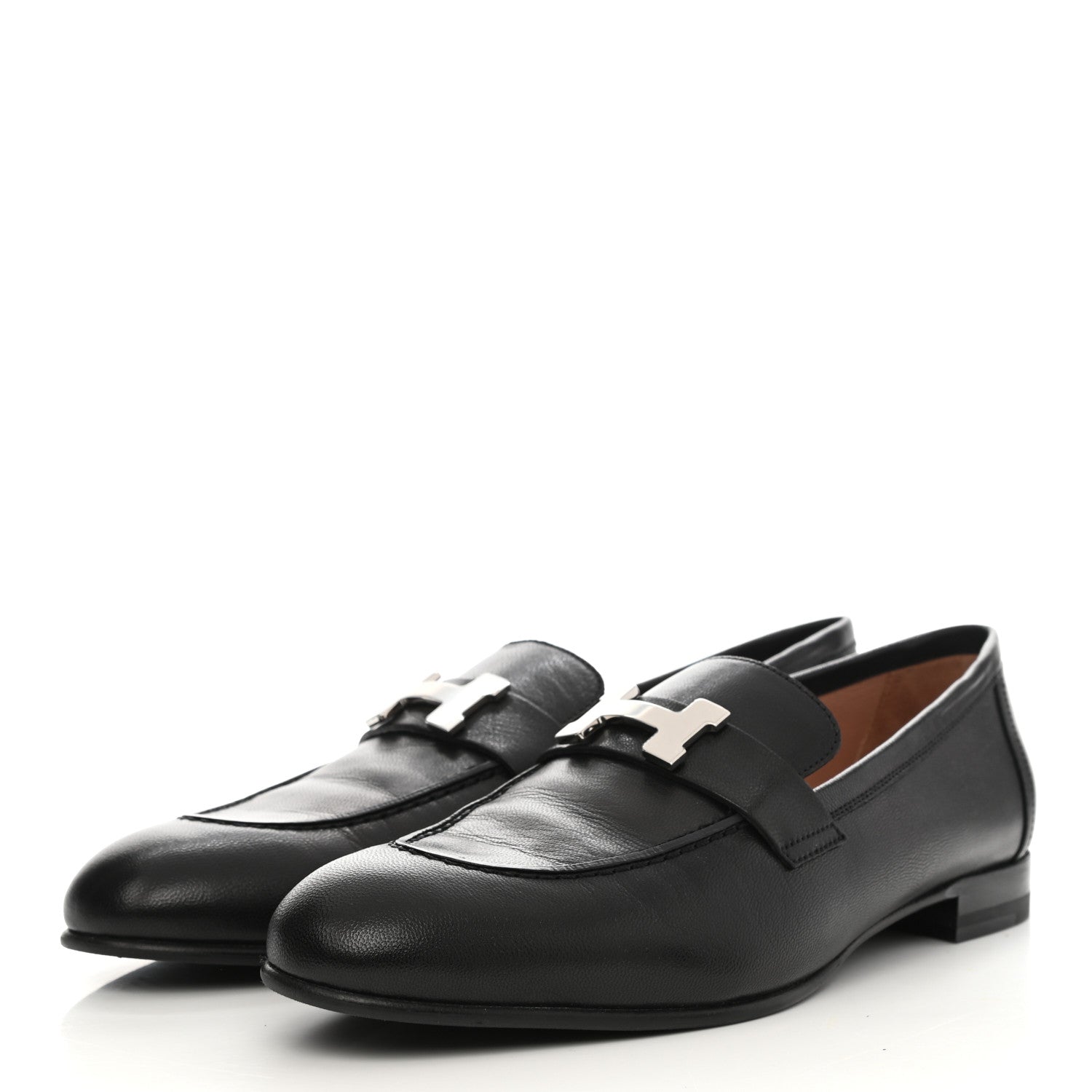 Hermes Goatskin Womens Paris Loafers 39 Black 3 of 9