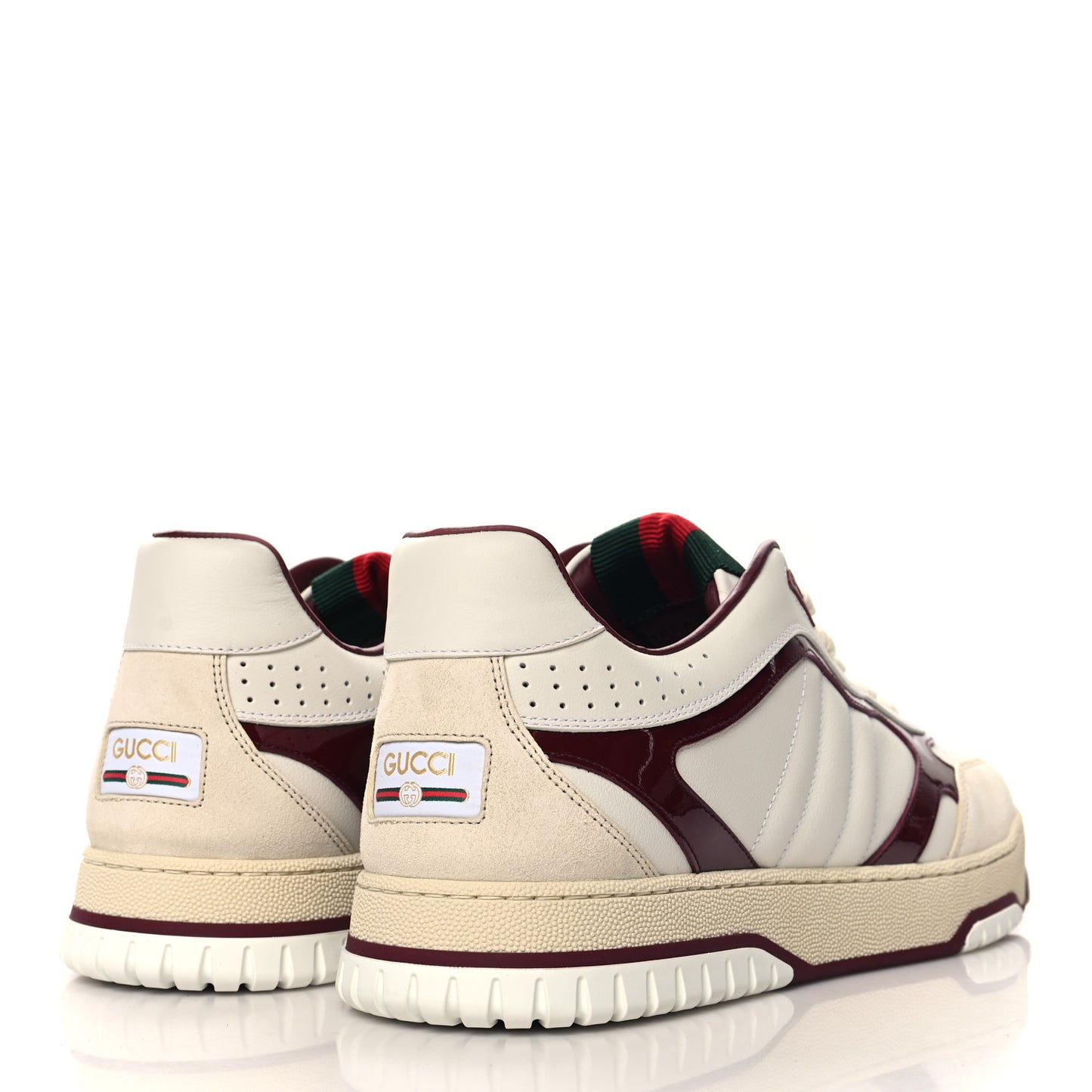 Calfskin Suede Mens Re-Web Sneakers 12.5 White Red