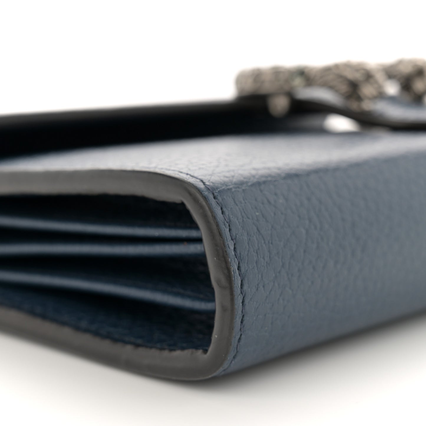 Dollar Calfskin Crystal Mini Dionysus Chain Wallet Blue Agata Black Diamond