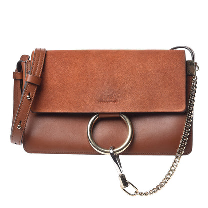 Chloe Suede Calfskin Small Faye Shoulder Bag Tobacco 1 of 17