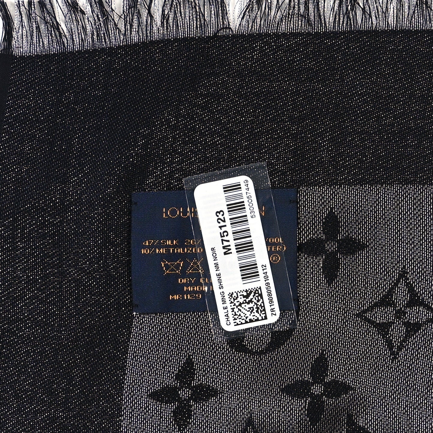 Silk Lurex Wool Monogram Shine Shawl Black