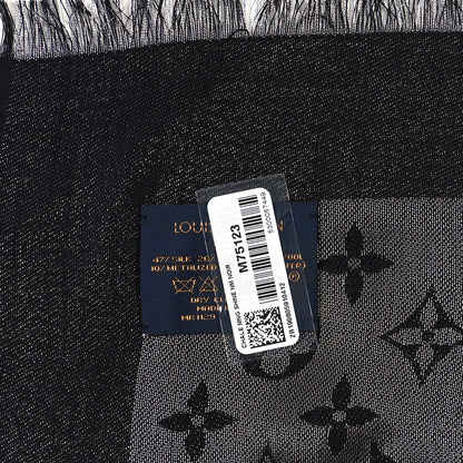 Louis Vuitton Silk Lurex Wool Monogram Shine Shawl Black 3 of 3
