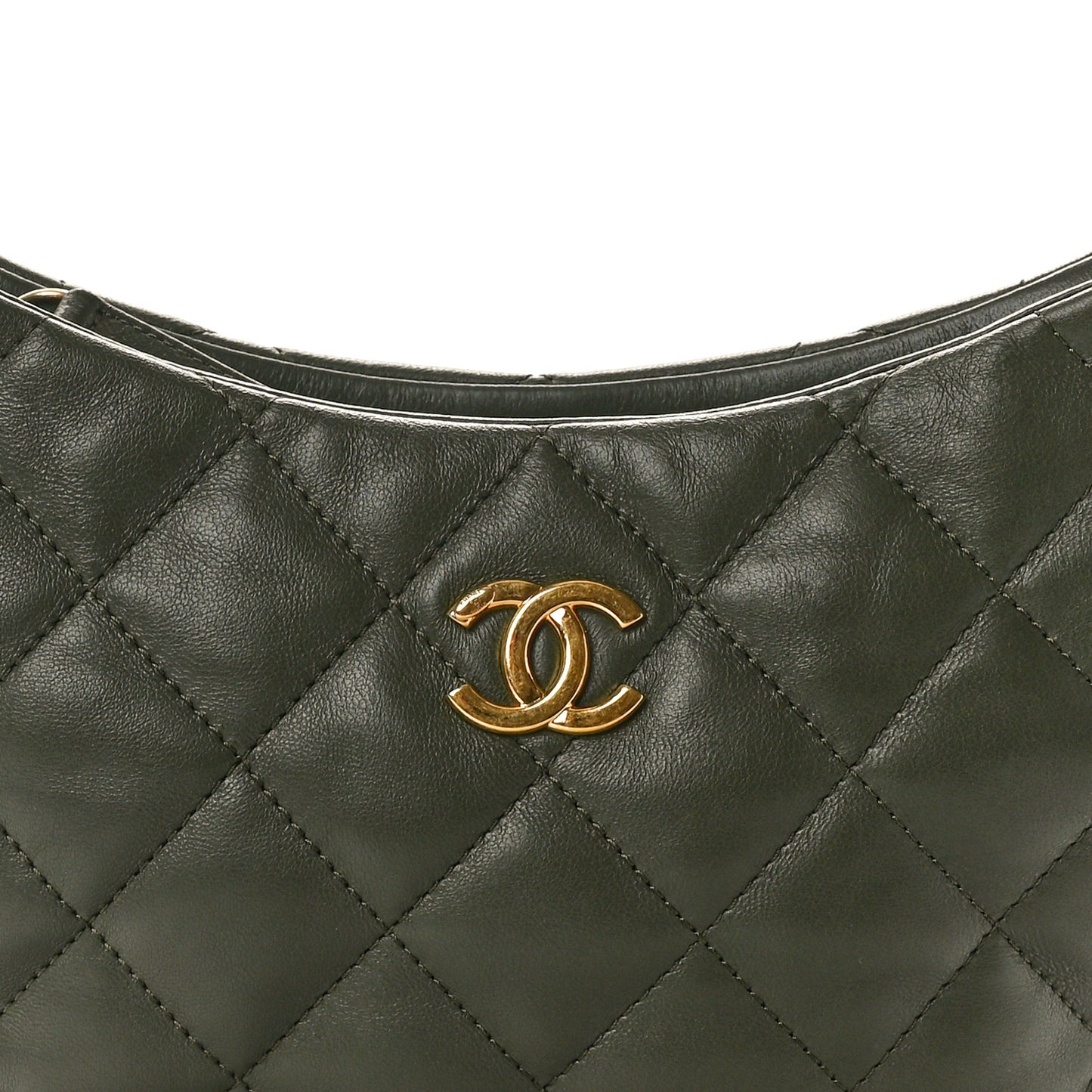 Lambskin Quilted CC Links Hobo Khaki