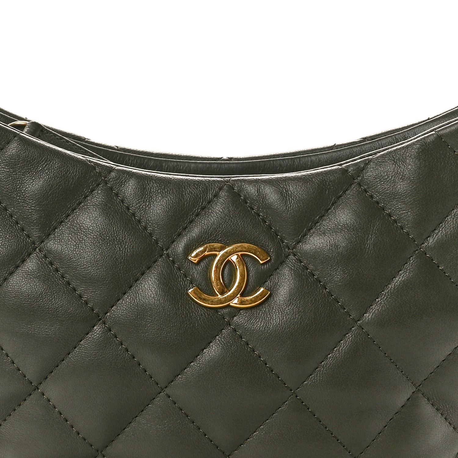 Chanel Lambskin Quilted CC Links Hobo Khaki 8 of 10
