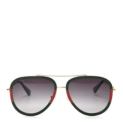 Gucci Metal Web Aviator Sunglasses GG0062S Green Red 2 of 7