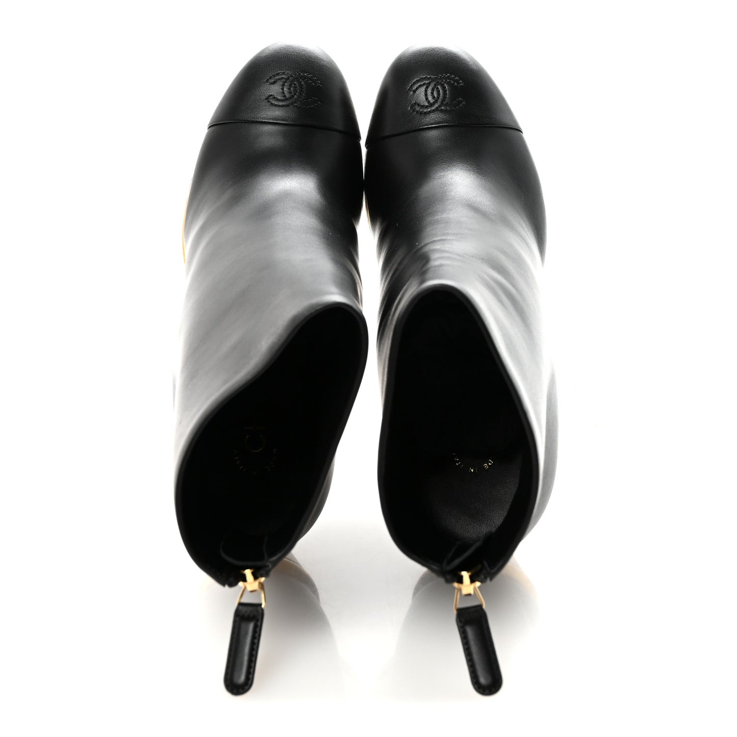 Lambskin Cap Toe Wedge Ankle Boots 38 Black