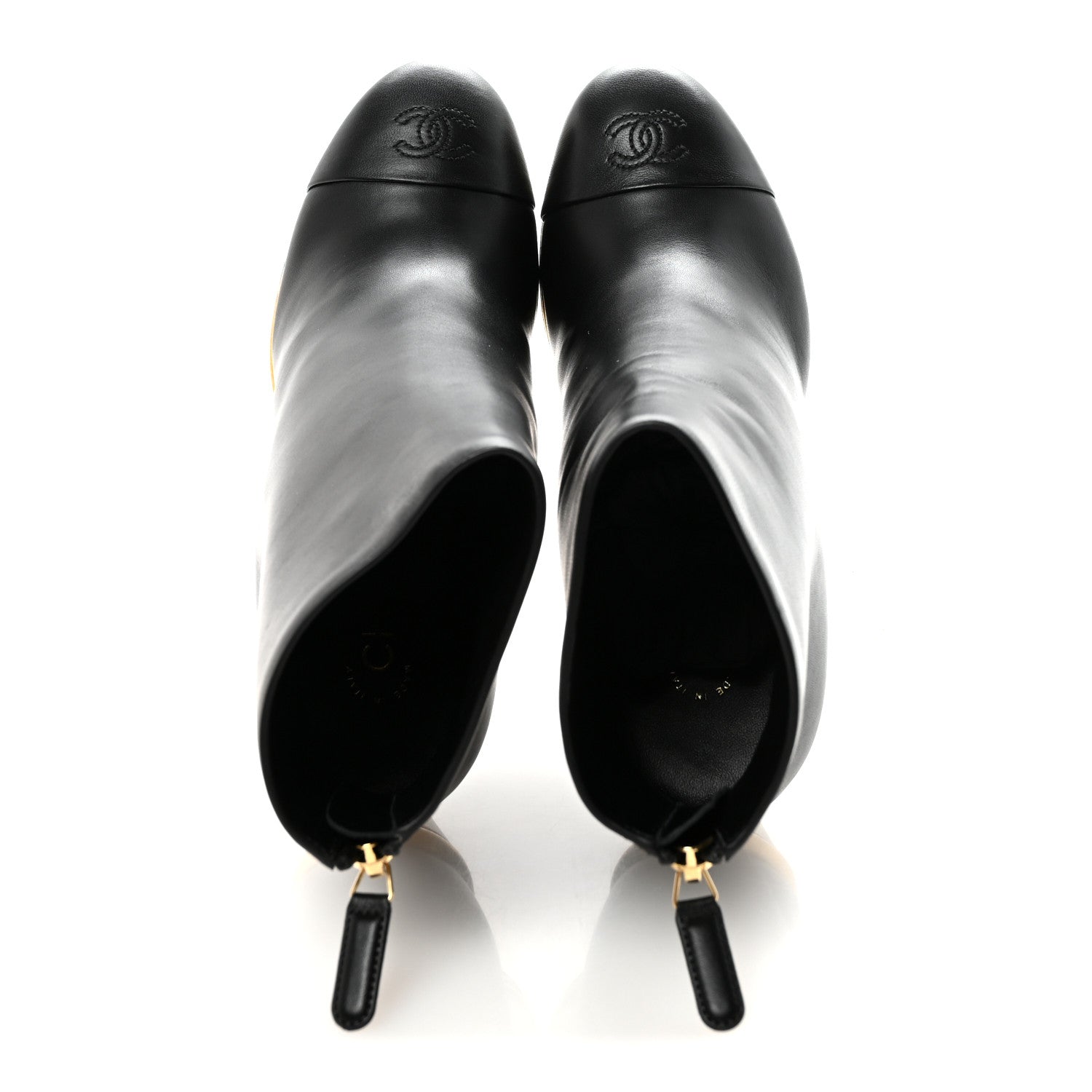 Chanel Lambskin Cap Toe Wedge Ankle Boots 38 Black 2 of 10