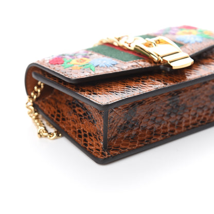 Gucci Elaphe Web Floral Embroidered Super Mini Sylvie Chain Shoulder Bag Cuir Multicolor 6 of 7